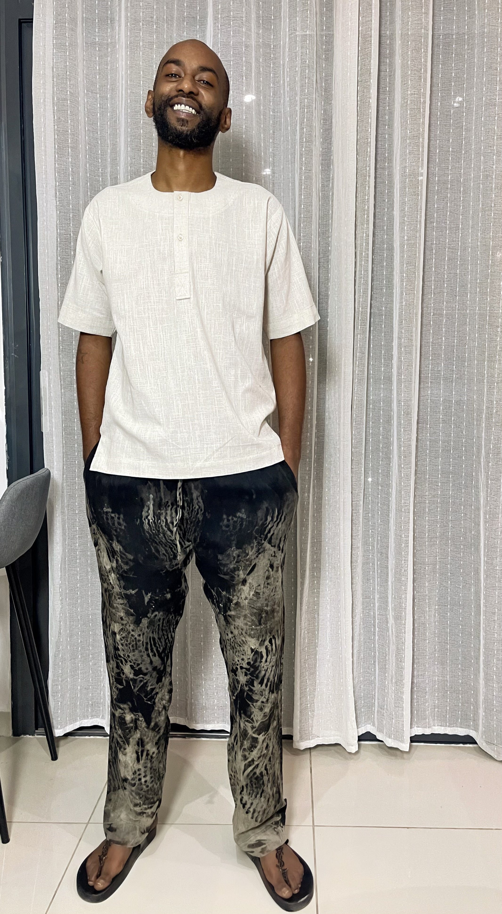 Melhfa homme beige/noir