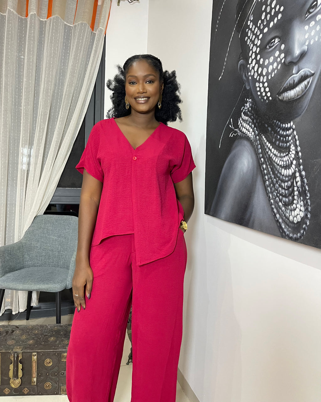 Ensemble cotton rouge
