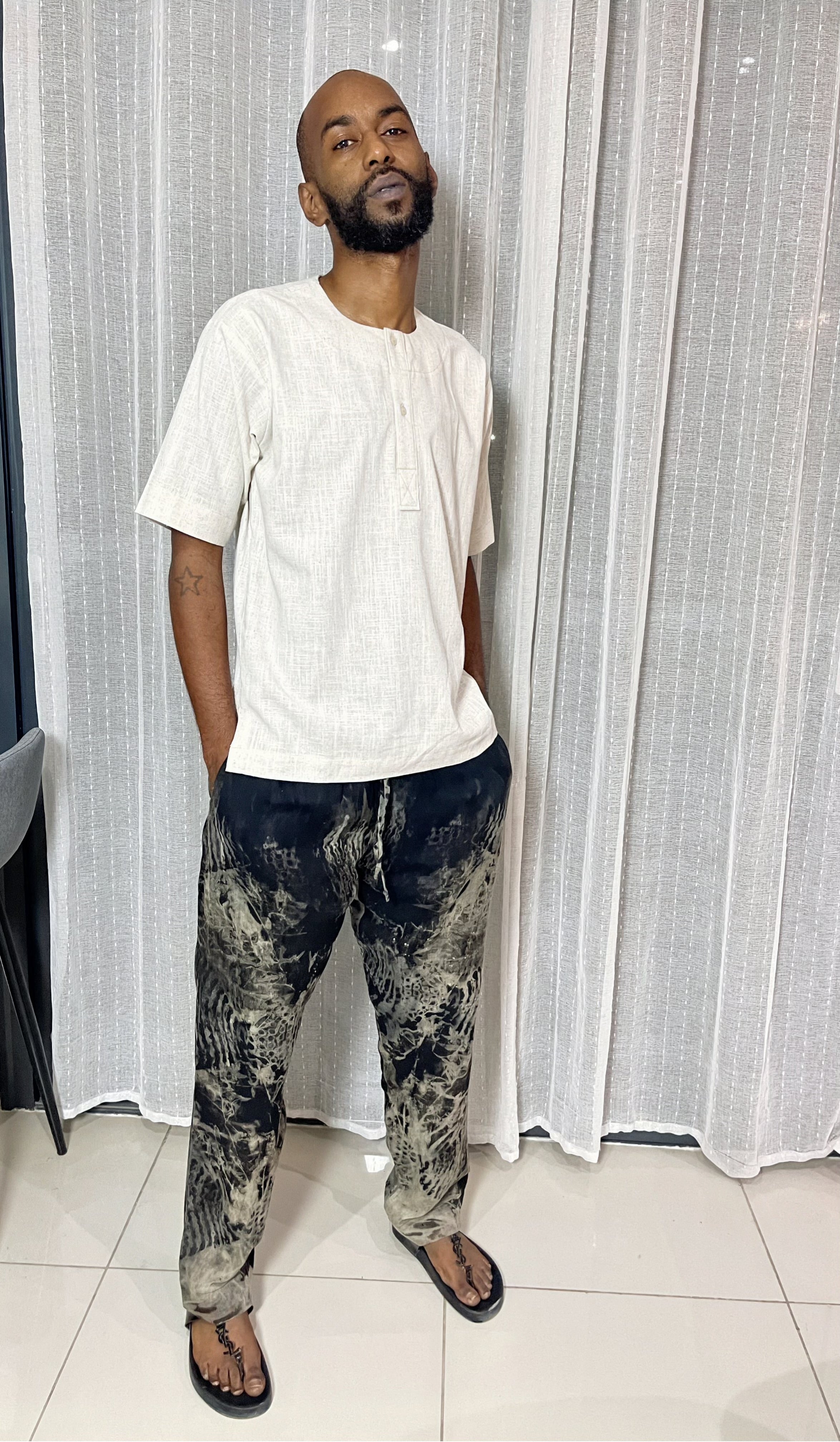 Melhfa homme beige/noir